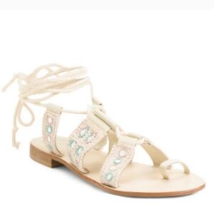 New Free People Leather Mantra Mirror Sandals in Natural Size EU 41